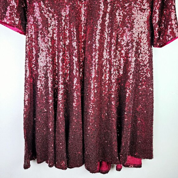 Torrid Red Full Sequin Cocktail Holiday Party Midi Skater Dress, Sz 0 - Picture 9 of 10